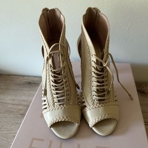 Avec Les Filles Joyce Leather Peep Toe Booties Sz 6.5M